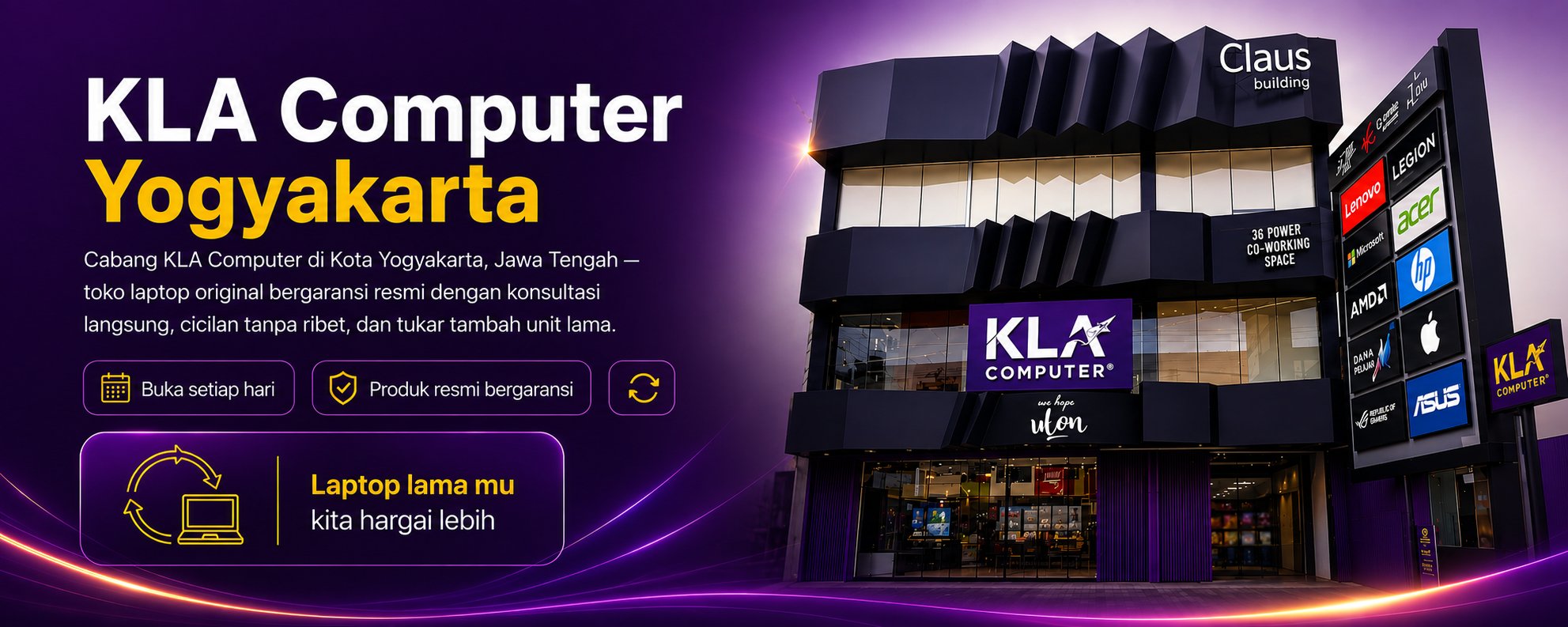 KLA Computer Jogja &mdash; toko laptop original bergaransi resmi, buka setiap hari, KLA Service Center. Bisa tukar tambah laptop lama.