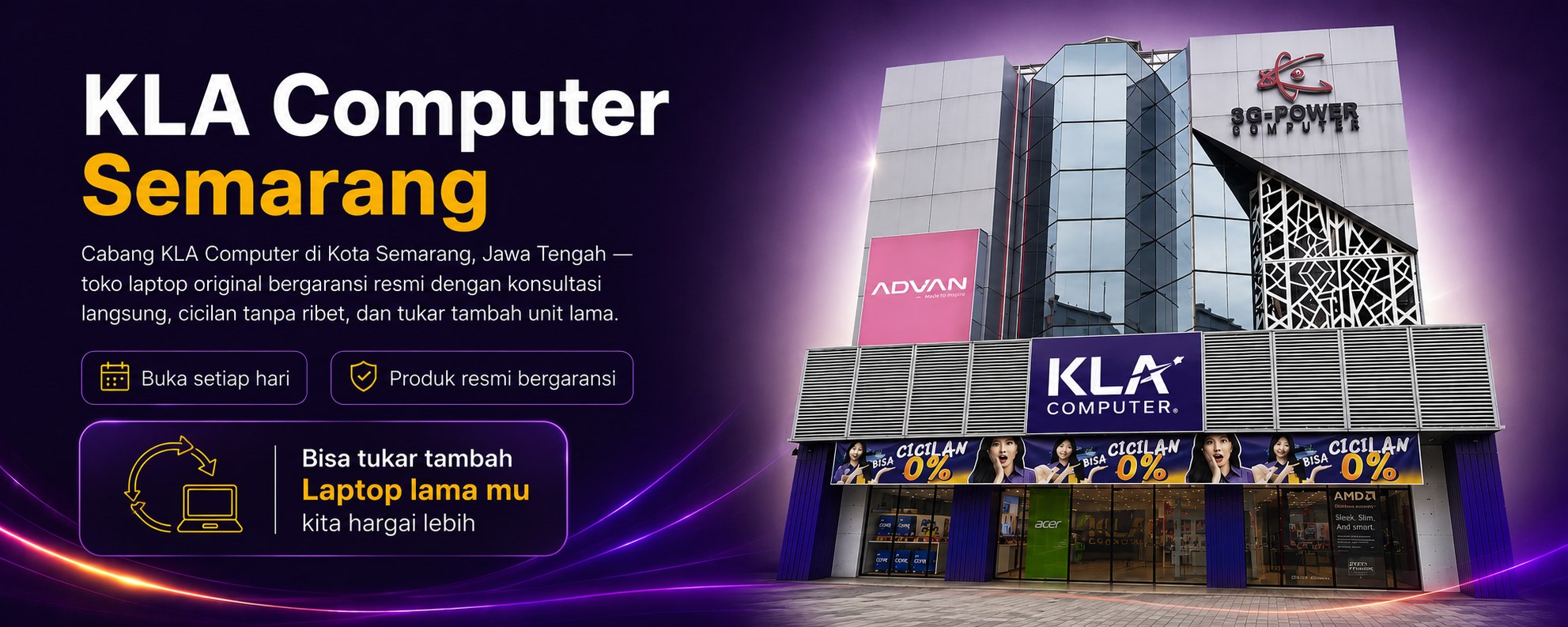 KLA Computer Semarang &mdash; toko laptop original bergaransi resmi, buka setiap hari, KLA Service Center. Bisa tukar tambah laptop lama.