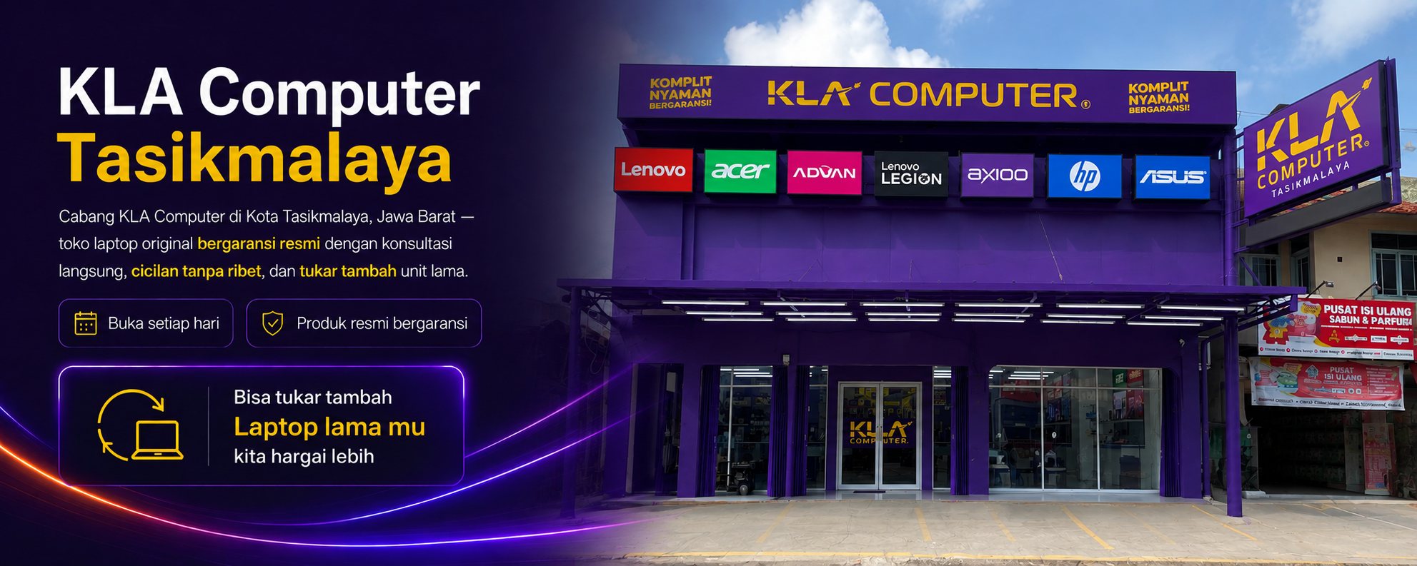 KLA Computer Tasikmalaya &mdash; toko laptop original bergaransi resmi, buka setiap hari. Bisa tukar tambah laptop lama.