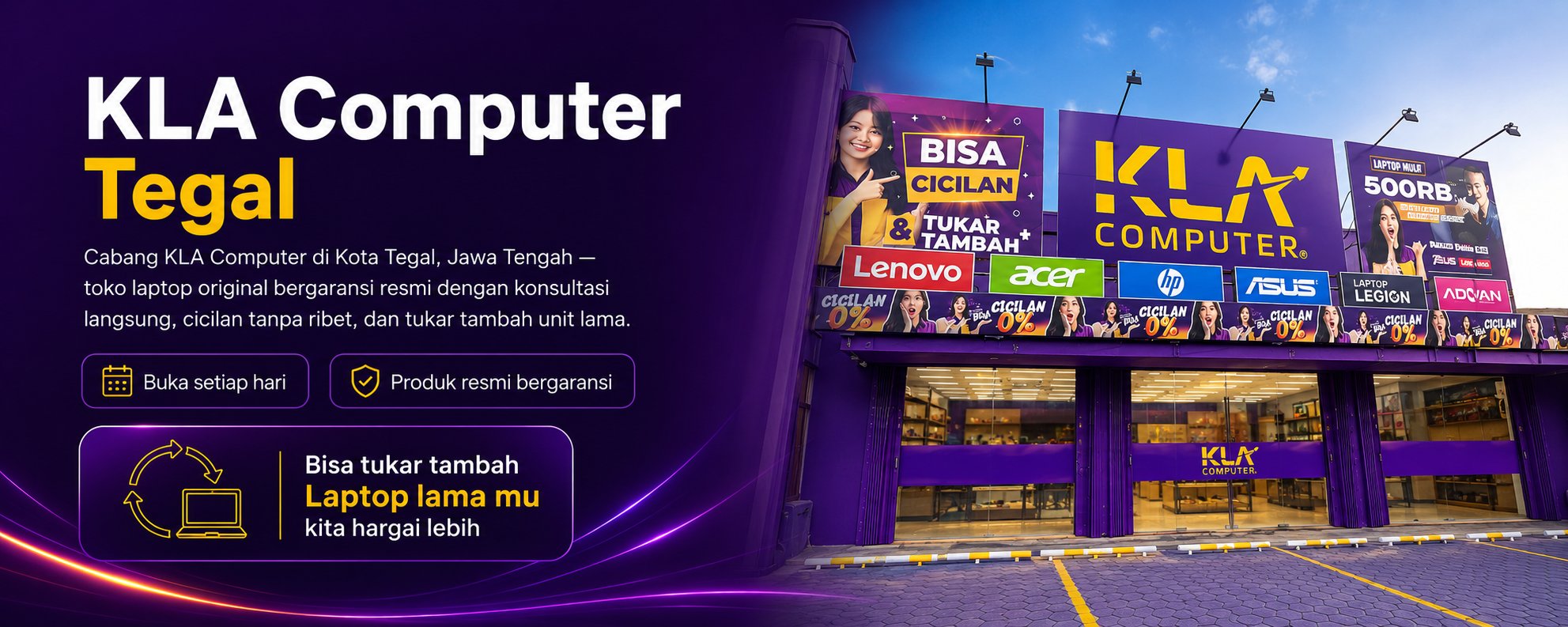 KLA Computer Tegal &mdash; toko laptop original bergaransi resmi, buka setiap hari, KLA Service Center. Bisa tukar tambah laptop lama.