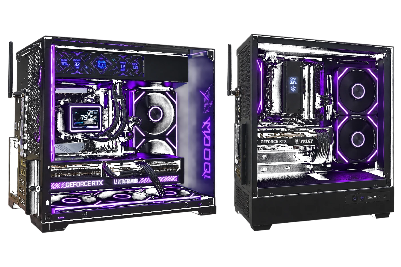 PC rakitan custom KLA Computer dengan RGB purple