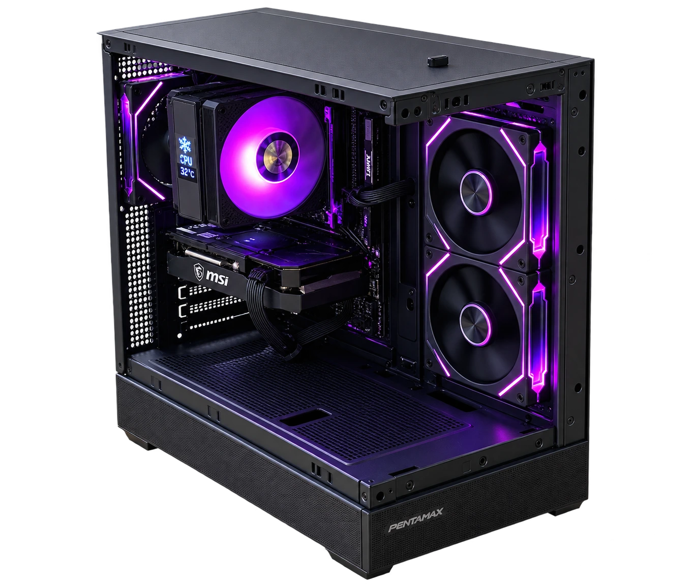 PC rakitan custom KLA Computer dengan RGB ungu